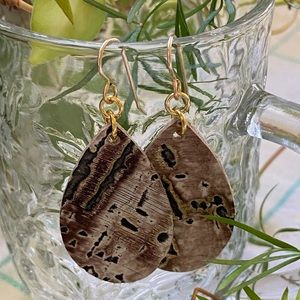 Genuine leather teardrop shaped earrings